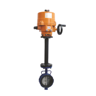 Motorised extended stem butterfly valve with electrical actuator