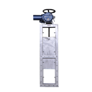 Motorised guillotine damper with electrical actuator