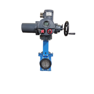 Motorised knife gate valve with electrical actuator
