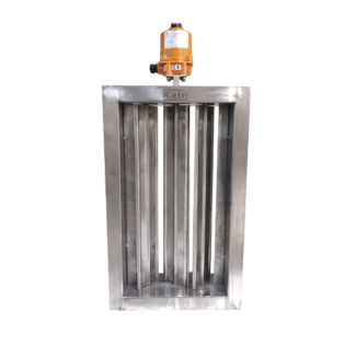 Motorised multi louver damper with electrical actuator