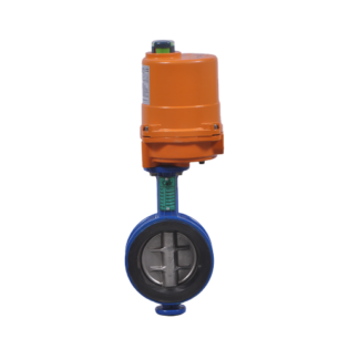 Motorized rubber lined wafer type butterfly valve with electric actuator