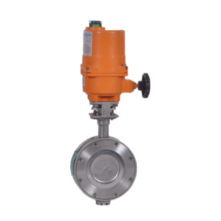 Motorized triple offset butterfly valve with electrical actuator